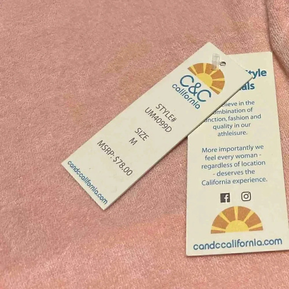 C&C California Peachy Orange Terrycloth Long Sleeve Pullover sz M - Picture 5 of 6